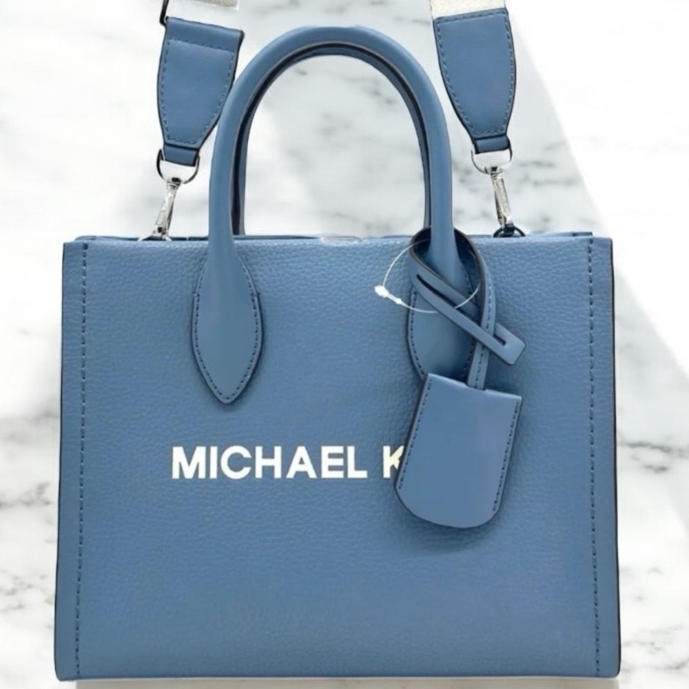 Michael Kors Mirella Small Pebbled Leather Crossbody Bag Blue Denim